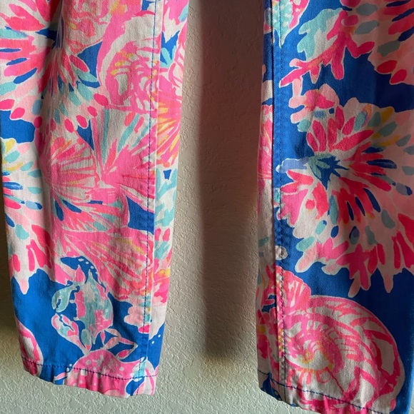 Lilly Pulitzer Sadie Bennet Blue Day Dreamin Crop Chino Stretch Tropical Pants00 - Picture 8 of 13